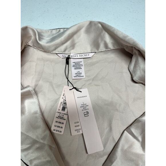 Victoria Secret Button Down Satin Long Sleeve Sleep Shirt NWT L - Picture 2 of 6